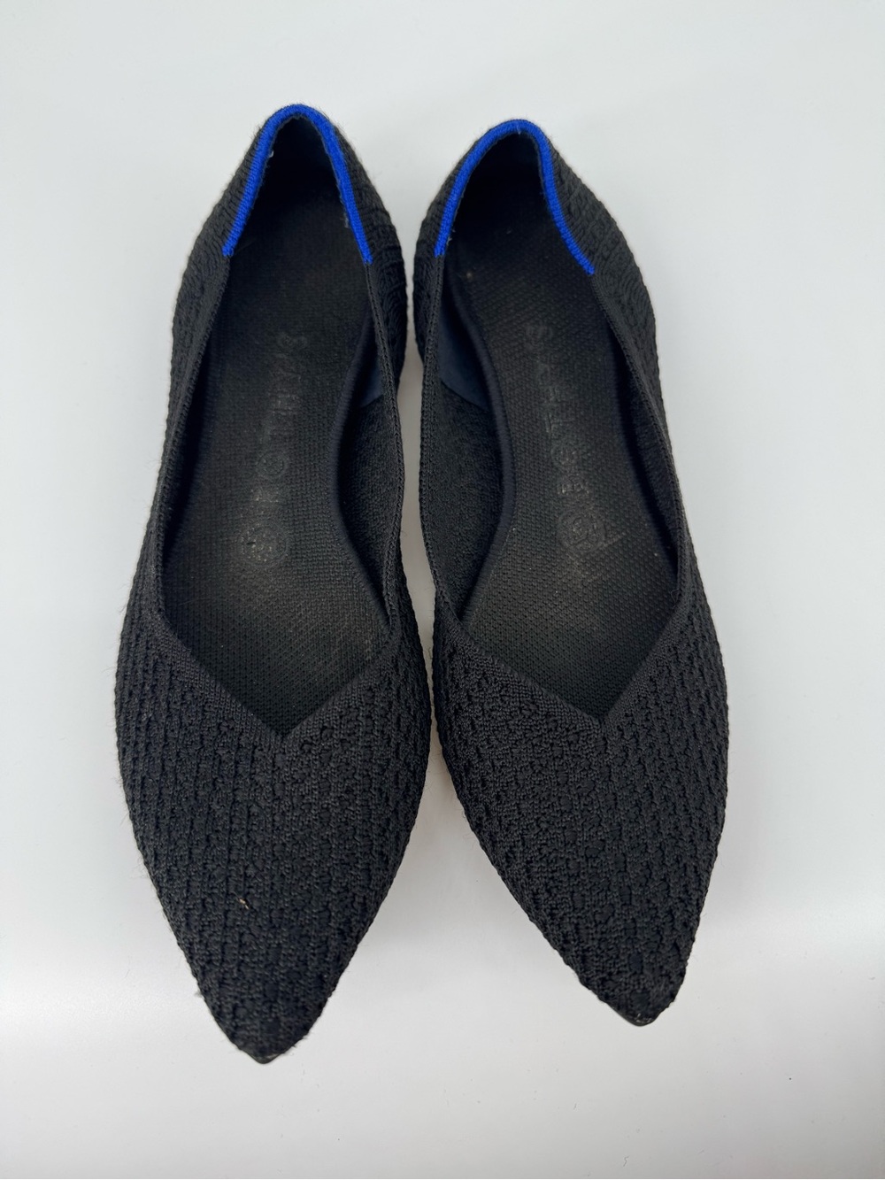 Rothy’s Women's Black Pointed Toe Knit Flat Comfort Office Casual Shoes Size 8.5